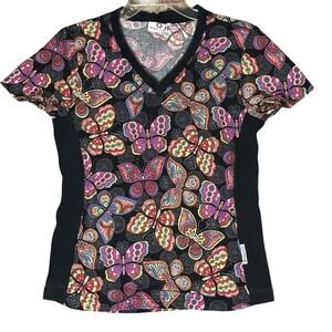 White Cross Scrub Top Size Small Butterfly Women’s